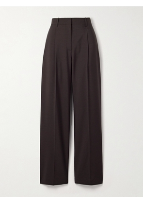The Row - Mikkela Pleated Wool And Mohair-blend Twill Wide-leg Pants - Brown - US0,US2,US4,US6,US8,US10,US12