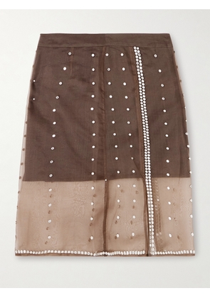 Wales Bonner - Presence Studded Organza Skirt - Brown - FR 38,FR 40,FR 42,FR 44