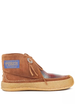 Maison Margiela Pendleton leather boat shoes - Brown