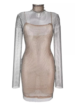 Genny mesh-panelling semi-sheer dress - Black