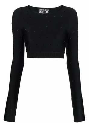 Versace Jeans Couture crystal-embellished crop top - Black