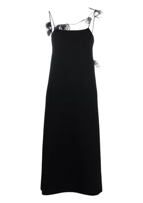 Jil Sander feather-trim slip dress - Black