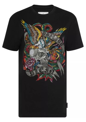 Philipp Plein crystal-embellished tattoo-print T-shirt - Black