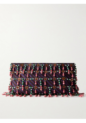 Dries Van Noten - Embellished Striped Wool-blend Clutch - Multi - One size