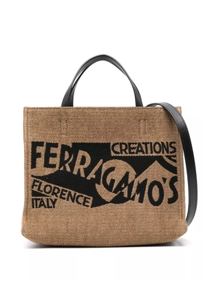 Ferragamo small logo-embroidered tote bag - Neutrals