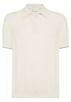Brunello Cucinelli ribbed-knit polo shirt - Neutrals