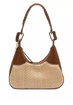Isla Moon woven crocodile-effect shoulder bag - Neutrals