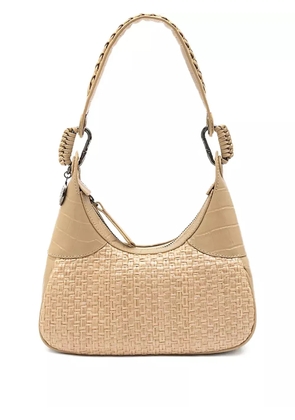 Isla woven embossed shoulder bag - Neutrals