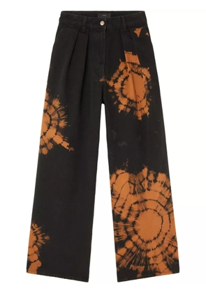 Alanui abstract-pattern wide leg jeans - Black
