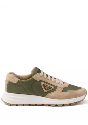 Prada enamel-triangle leather sneakers - Neutrals