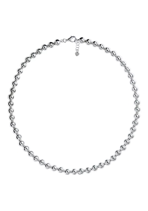 OBSIDIAN beaded necklace - Silver