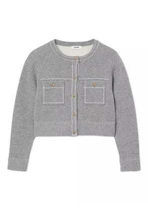 SANDRO contrast-stitching cardigan - Grey