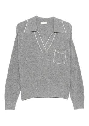 SANDRO polo-collar patch-pocket jumper - Grey