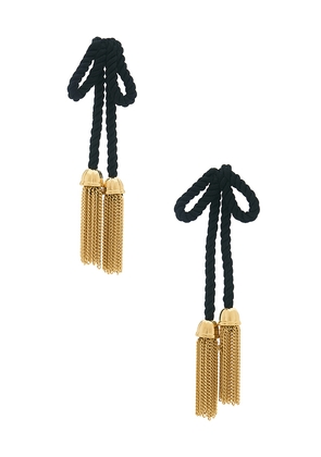 Lele Sadoughi Velvet Bow Tassel Earrings in Black.