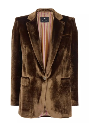 ETRO velvet single-button blazer - Brown