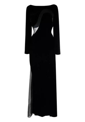 TOM FORD Mesh-panelled velvet gown - Black