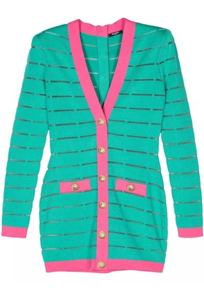 Balmain button-embellishment knitted mini dress - Green