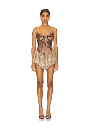 The Dolls House Roxanna Playsuit in Brown. Size XL. Also in M, S, XS.