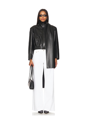 SELMACILEK Faux Leather Scarf-detailed Jacket in Black. Size S. Also in XS.