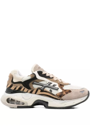Premiata Sharky-D tiger-print sneakers - Neutrals