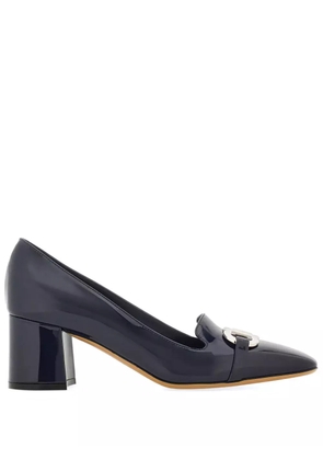 Ferragamo Gancini-plaque 60mm leather pumps - Blue