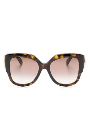 Gucci Eyewear logo-plaque round-frame sunglasses - Brown
