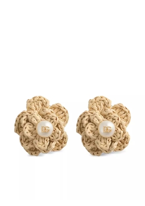 Dolce & Gabbana flower-detailing earrings - Neutrals
