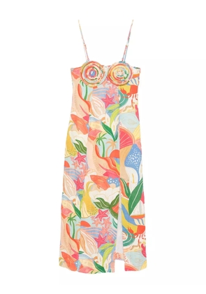 FARM Rio graphic-print midi dress - Pink