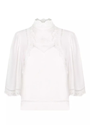 ISABEL MARANT embroidered lace-trimmed blouse - White