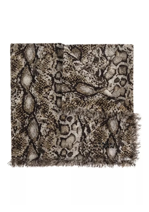 ISABEL MARANT snakeskin-print fringed scarf - Black