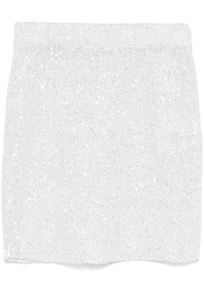Alessandra Rich sequin knitted mini skirt - White