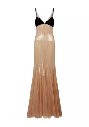David Koma sequinned gown - Neutrals
