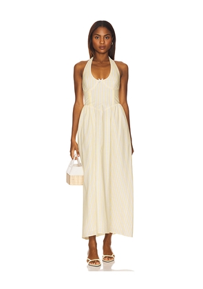 SEVEN WONDERS Calianna Midi Dress in Lemon. Size L. Also in M, S, XS.