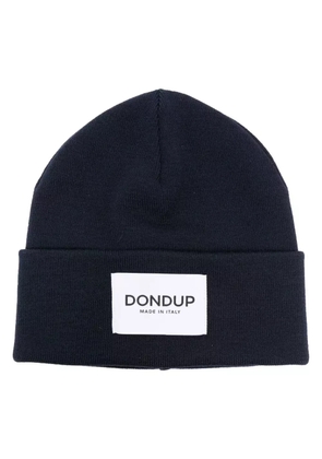 DONDUP logo-patch fine-knit beanie - Blue