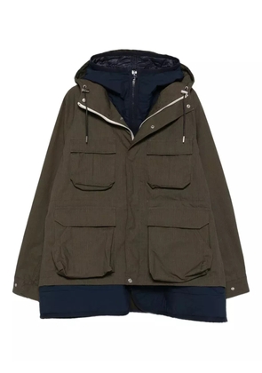 sacai hooded multi-pocket coat - Green