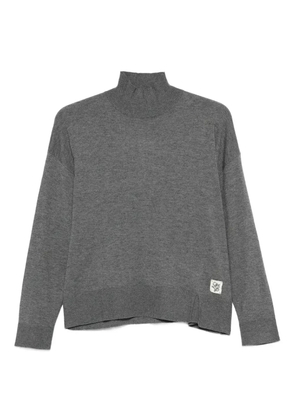 LIU JO high-neck logo-patch sweater - Grey