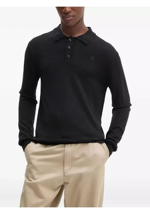 G-Star RAW buttoned logo plaque polo shirt - Black