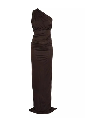 Rick Owens Lilies one-shoulder draped dress - Brown