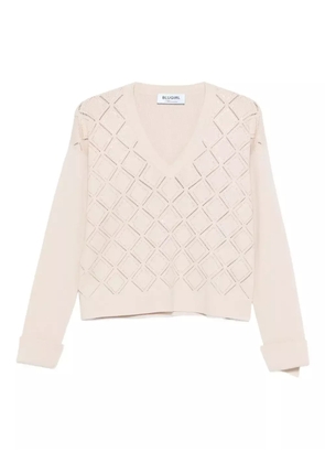 Blugirl openwork v-neck sweater - Neutrals