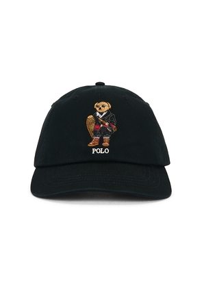 Polo Ralph Lauren Classic Twill Novelty Holiday Bear Sport Cap in Black.