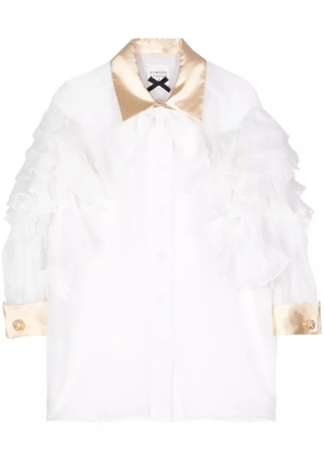 Edward Achour Paris ruffled silk shirt - White