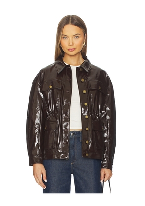 Rag & Bone Amy Faux Patent Leather Jacket in Chocolate. Size L. Also in M, S, XS, XXS.