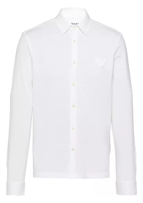 Prada triangle-logo cotton shirt - White