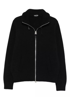 TOM FORD zip-front ribbed wool jacket - Black