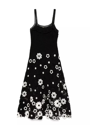 Maje floral-embroidery midi dress - Black