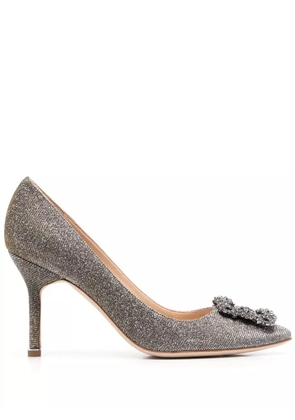 Manolo Blahnik Hangisi Glitter 90 pumps - Silver
