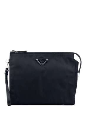 Prada triangle-logo clutch bag - Black