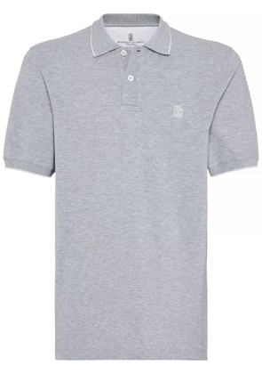 Brunello Cucinelli logo-embroidered polo shirt - Grey