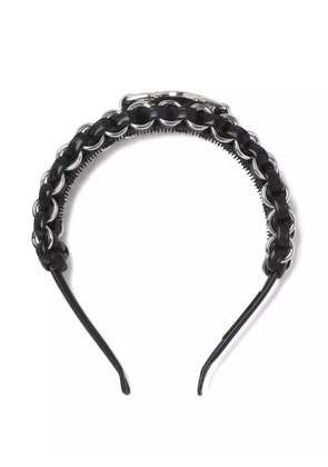 Toga braided chain-embellishment leather headband - Black
