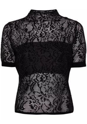 TWINSET patterned-jacquard semi-sheer jumper - Black